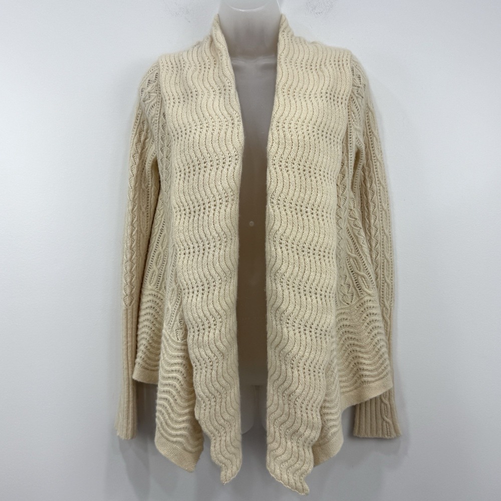 Calypso St Barth 100% Cashmere Cableknit Cardigan S Fisherman Boho Cottagecore
